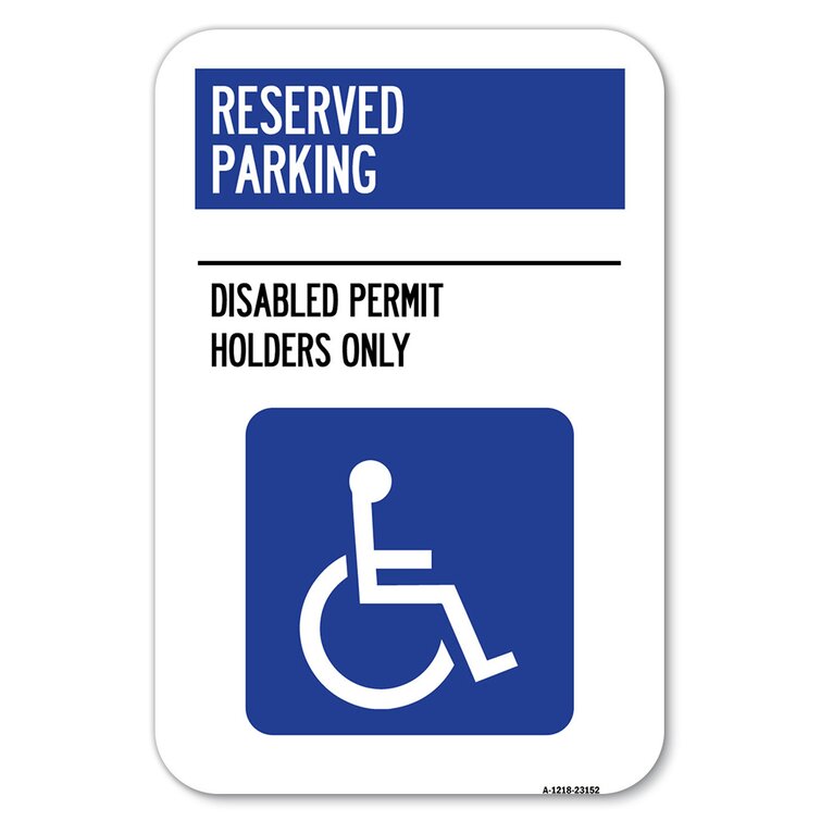 SignMission Reserved Parking - Disabled Permit Holders Only (With Updated  Access Symbol)/23152