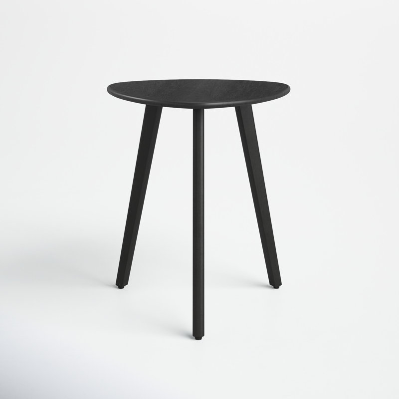 Table de bout en bois massif à 3 pieds avec plateau triangulaire Azori, Noir