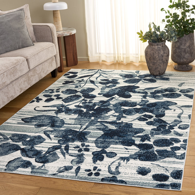 Tapis intérieur/extérieur à motif floral Utopia 804, Rectangle 5 pi 3 po x 7 pi 6 po