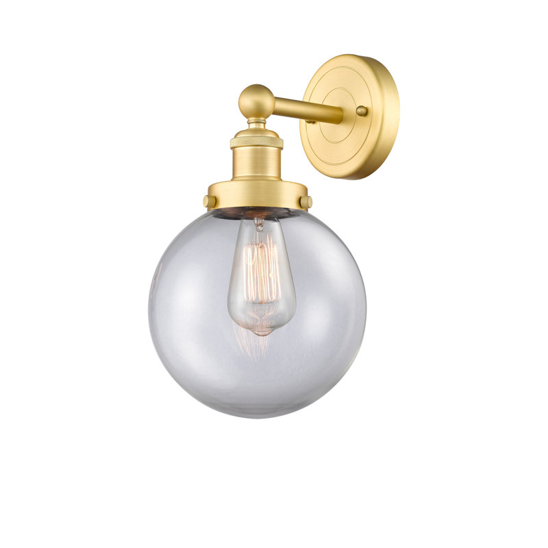 Chalkhill Armed Sconce, Clear, Satin Gold