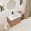 Meuble-lavabo mural avec lavabo en céramique blanche, tablettes de rangement et porte à fermeture en douceur-2119599541