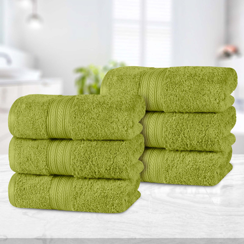 Cotton Plush Soft Highly-Absorbent Heavyweight Luxury Hand Towel, Green Essence