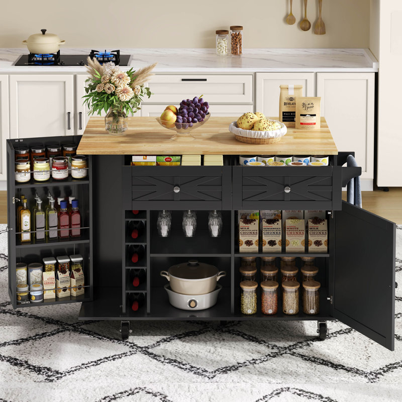 Wood Kitchen Cart, Black