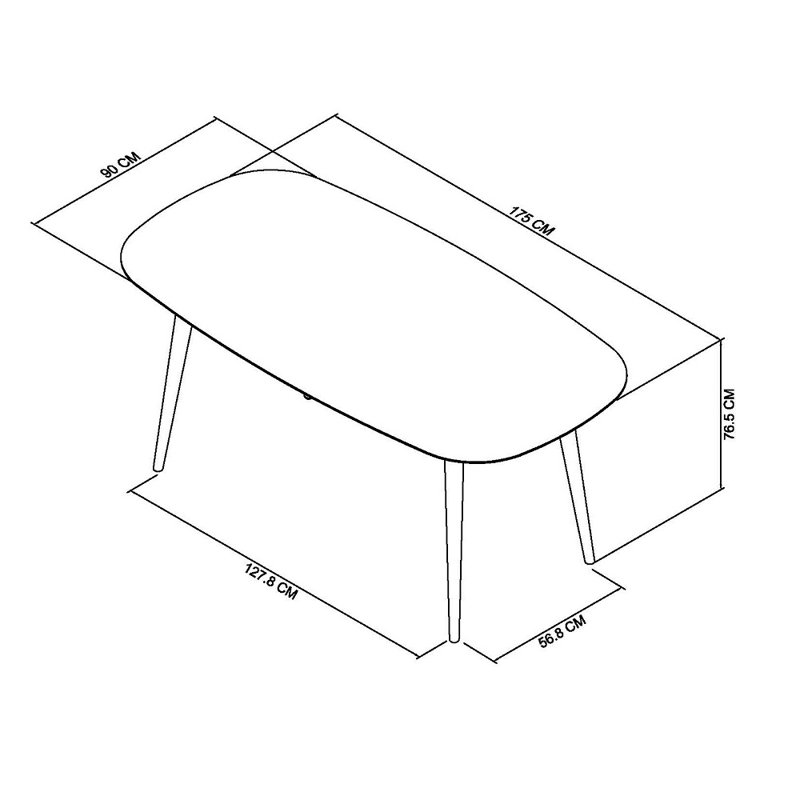 Sievers Solid Wood Base Dining Table, H77 x L175 x W90cm