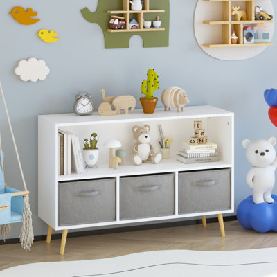 Kids Bookcase With Collapsible Fabric Drawers