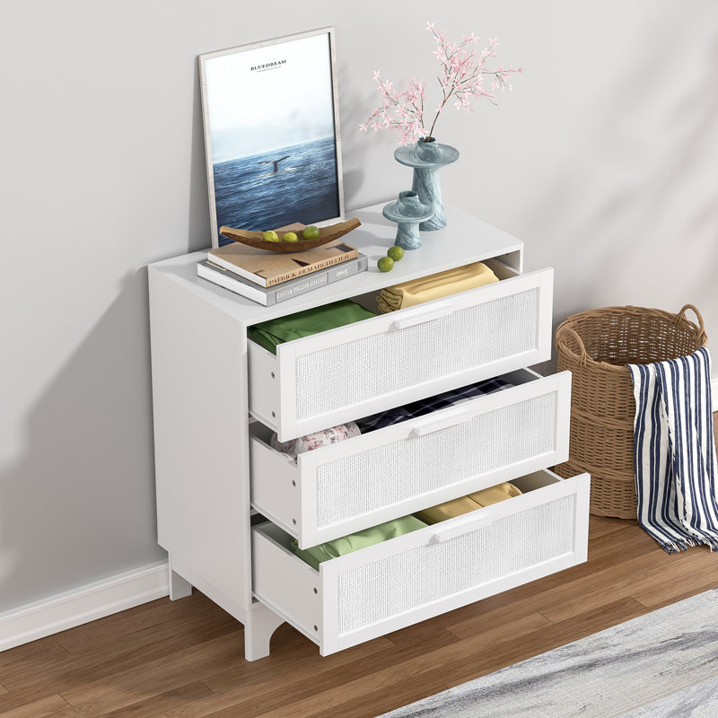 Commode de chambre blanche à 3 tiroirs l 31 po Bredy
