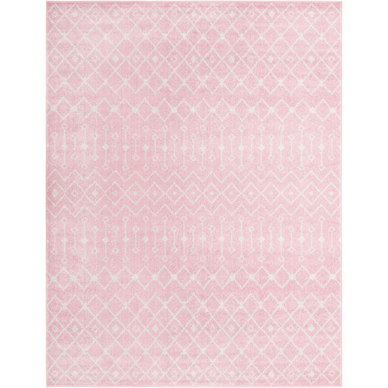 Tapis rose en polypropylène tissé à la machine Briehn, Rectangle 9 pi x 12 pi
