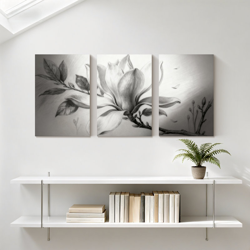 Ensemble de 3 impressions sur toile Magnolia, H 18 po x l 36 po