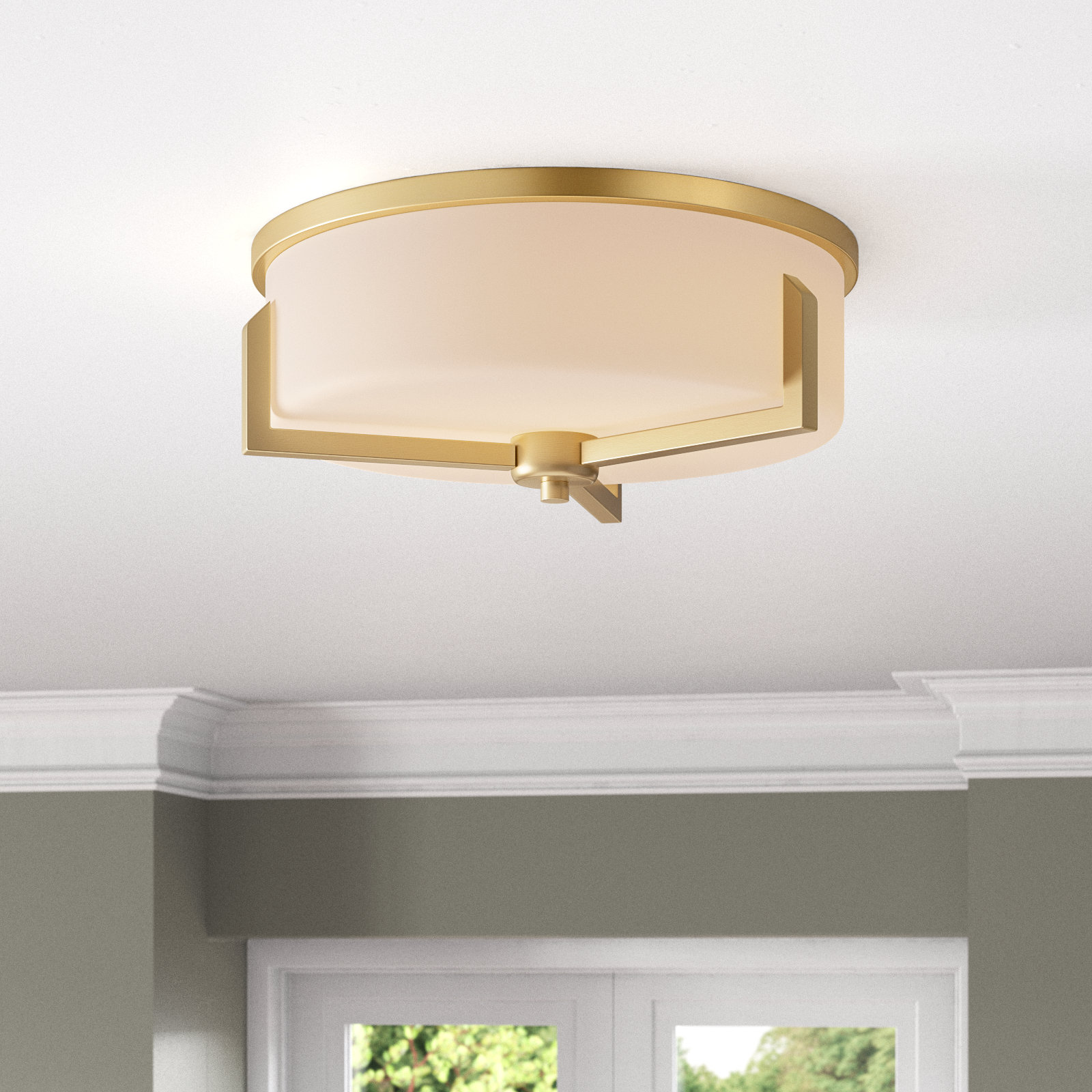 Rosolio 3 Light Glass Flush Mount, Satin Brass