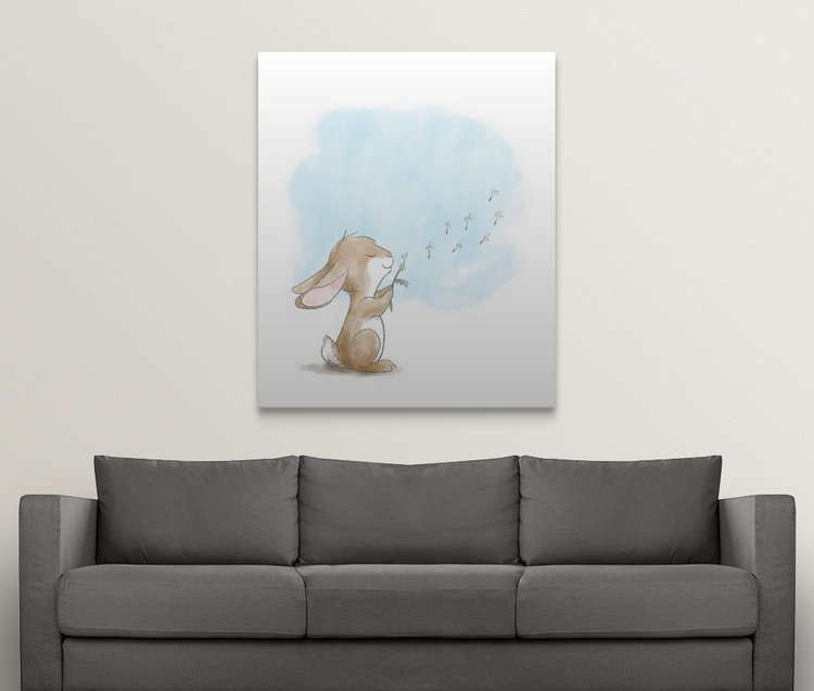 « souffleing pissenlits », impression Little Bunny, Toile, H 45 po x l 36 po x P 1,25 po