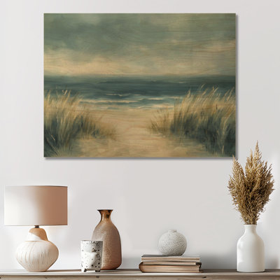 Rivage de dunes orageux - Décoration murale en bois bleu côtier
