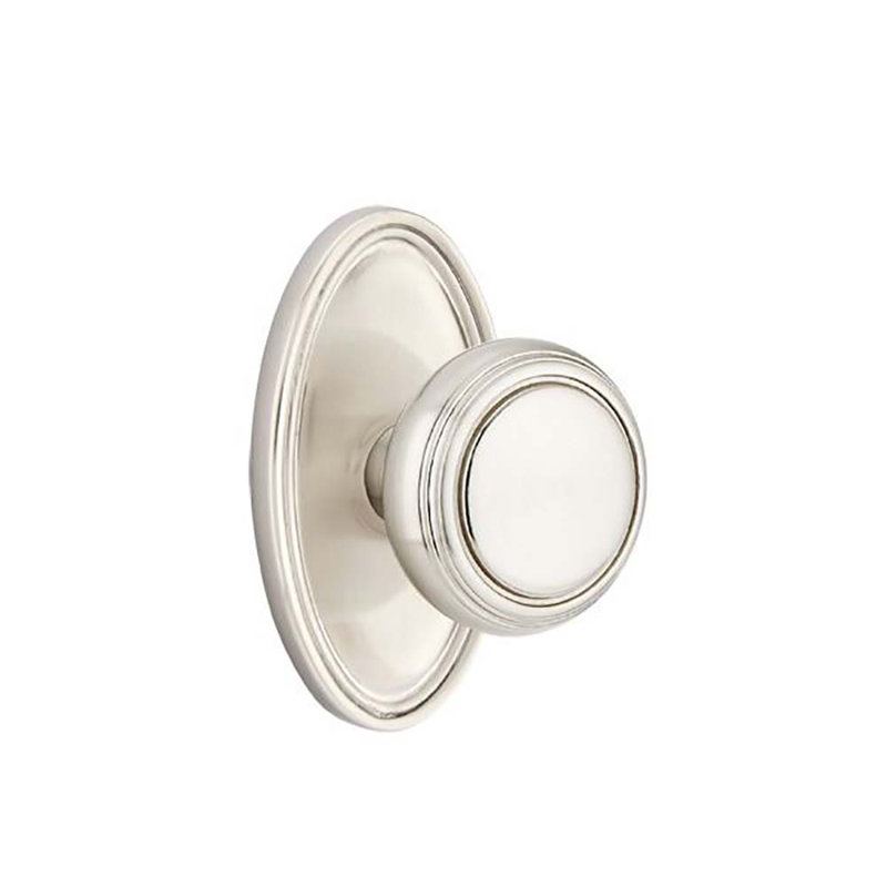 Passage Norwich Knob with Oval Rose, Satin Nickel