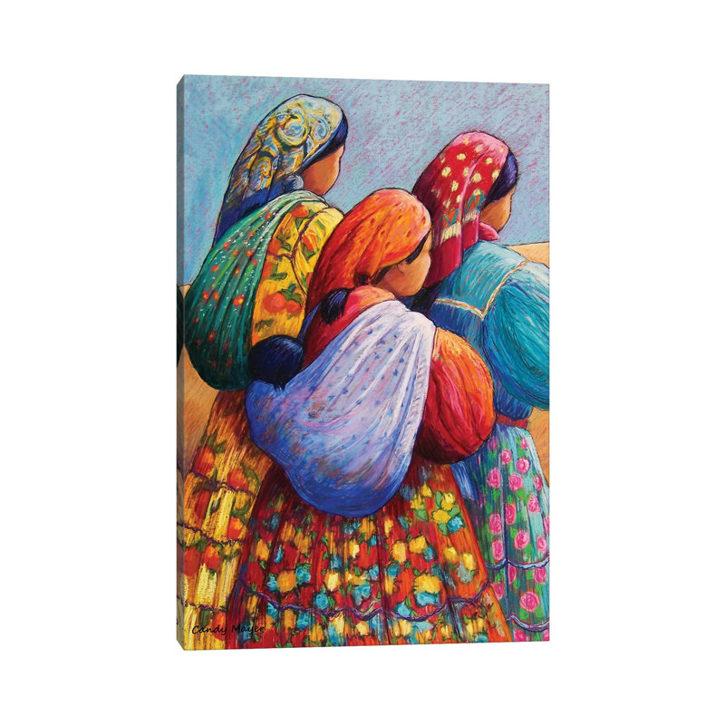 « Les femmes Tarahumara » par Candy Mayer, impression, H 18 po x l 12 po x 1,5 po, Toile tendue, Pas de tapis