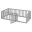 Wood Floor Bed Frame With Fence And Door-1680544724