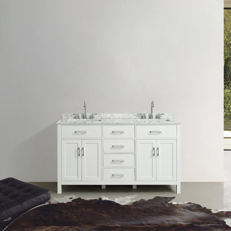 Ensemble de meuble-lavabo double 61 "Bristol, Blanc