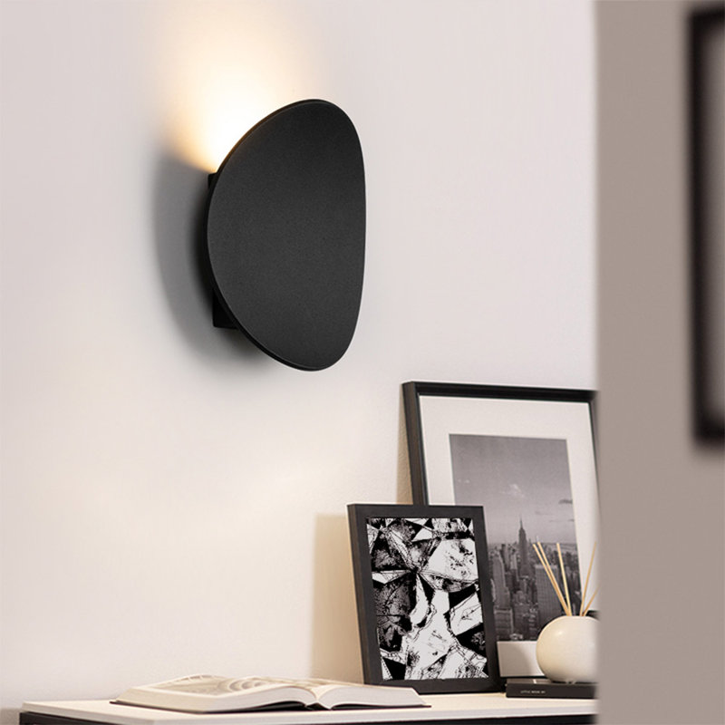 Bollens Modern Minimalist Flush Mounted Sconce Interior Wall Light, Black