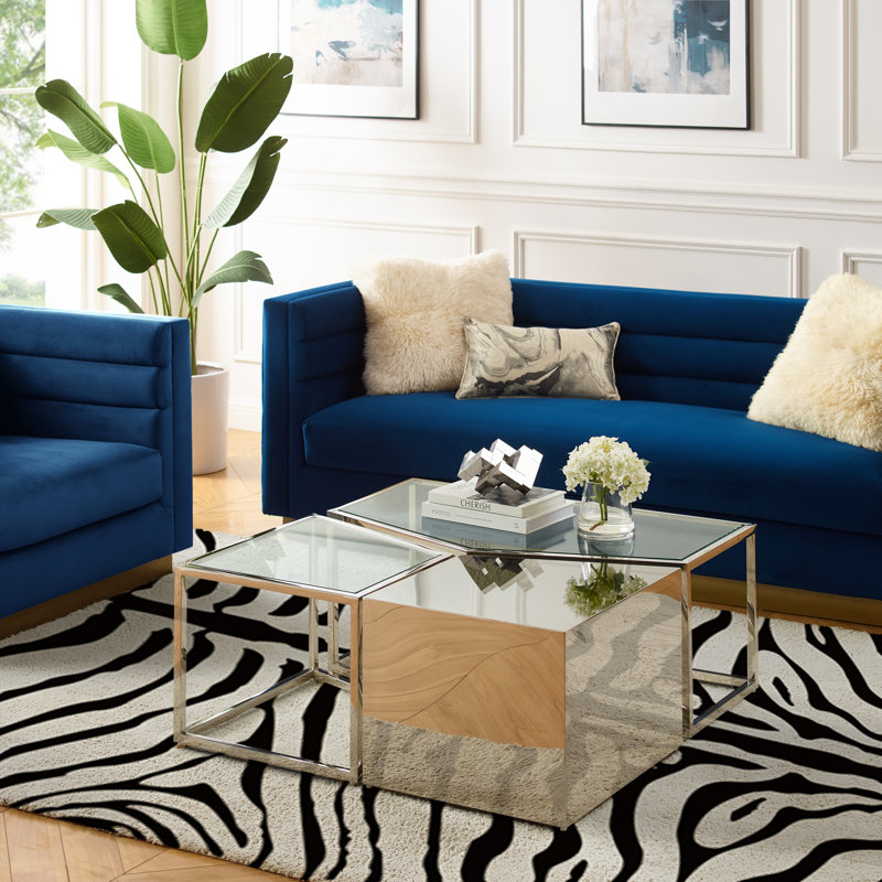 Coger 3 Piece Abstract Coffee Table, Chrome