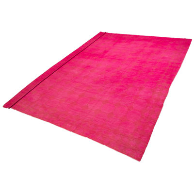 Tapisserie Kilim rose tissée à la main unique en son genre 14 pi 7 po x 17 pi 3 po Lahor