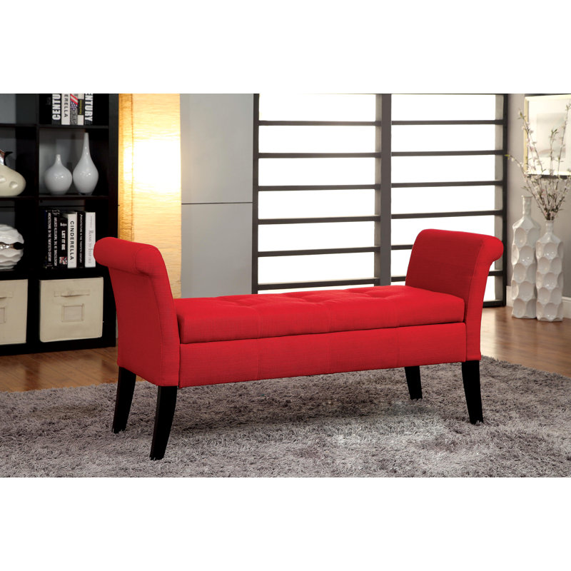 Banc de rangement à couvercle rabattable Bohdan, Rouge