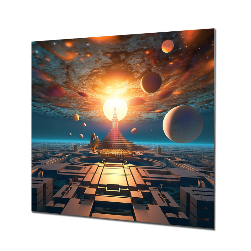 Reproduction d'art mural «City fantaisie», Pas de métal encadré, H 16 po x l 16 po x P 1 po