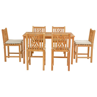 Leahny Rectangular 6 - Person 55" Long Teak Dining Set with Cushions by Gracie Oaks