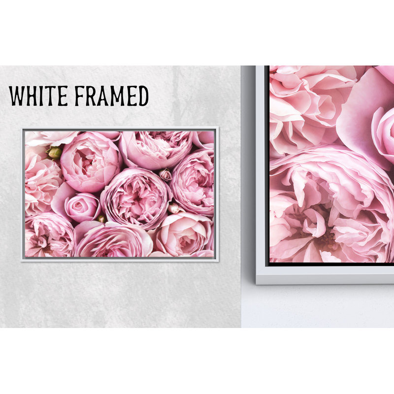 Toile moderne imprimée: décoration murale fleurs roses, cadeau élégant pour la fête des Mères, toiles à cadre blanc 1P