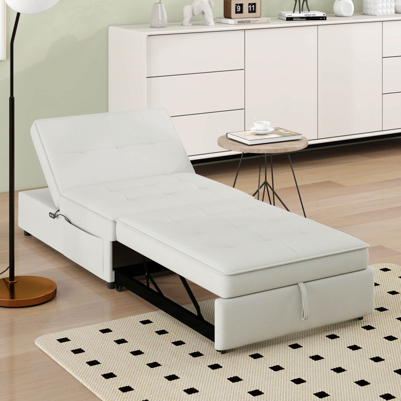 Canapé-lit 4 en 1, repose-pieds pliant multifonctionnel avec poche de rangement et port USB pour petit appartement, salon