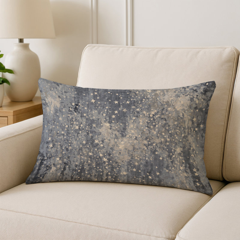 Coussin décoratif intérieur / extérieur bleu Modern Modern, Gris abstrait 59, Rectangle H 14 po x l 20 po