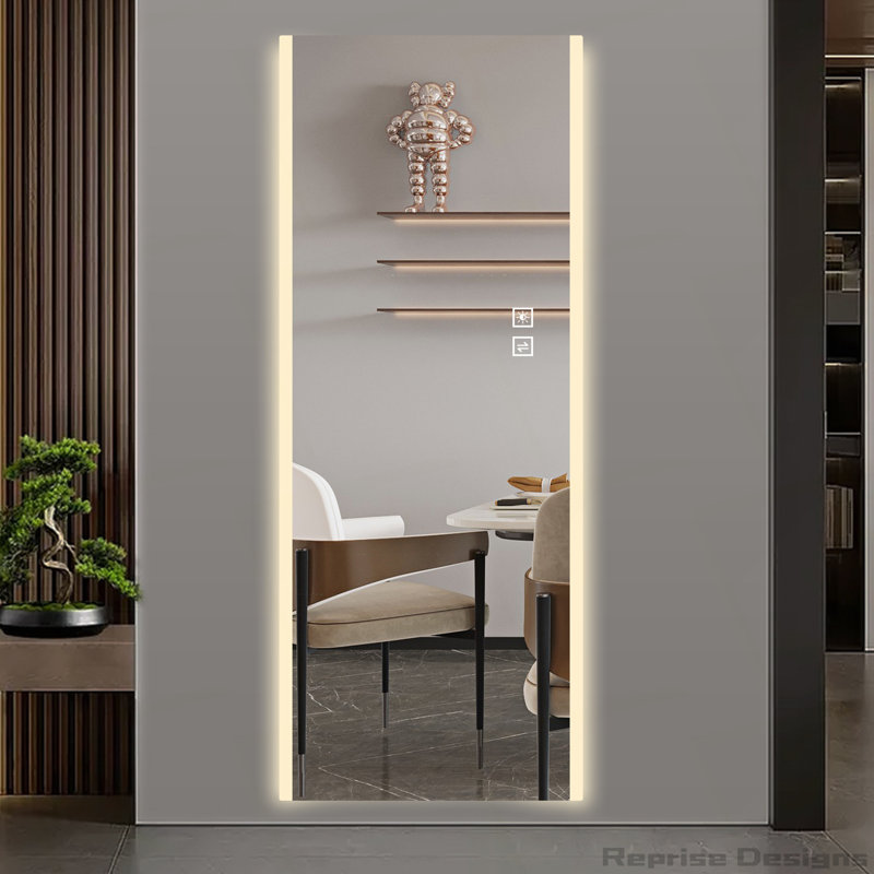 Miroir de plancher mural pleine longueur à DEL
