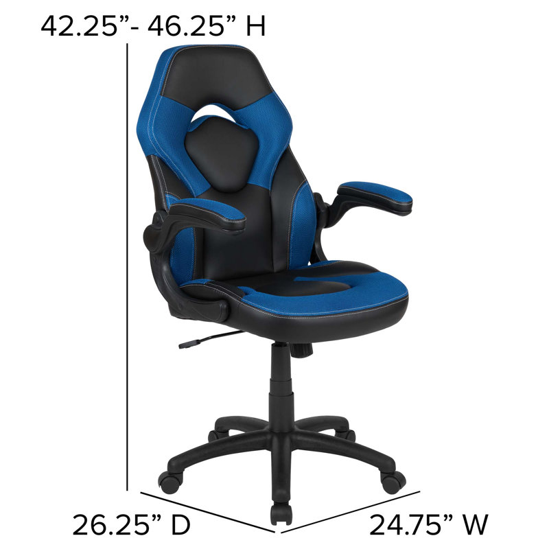 Ariquer High-Back Racing Style Gaming Chair with Headrest and Flip-Up Arms, Blue