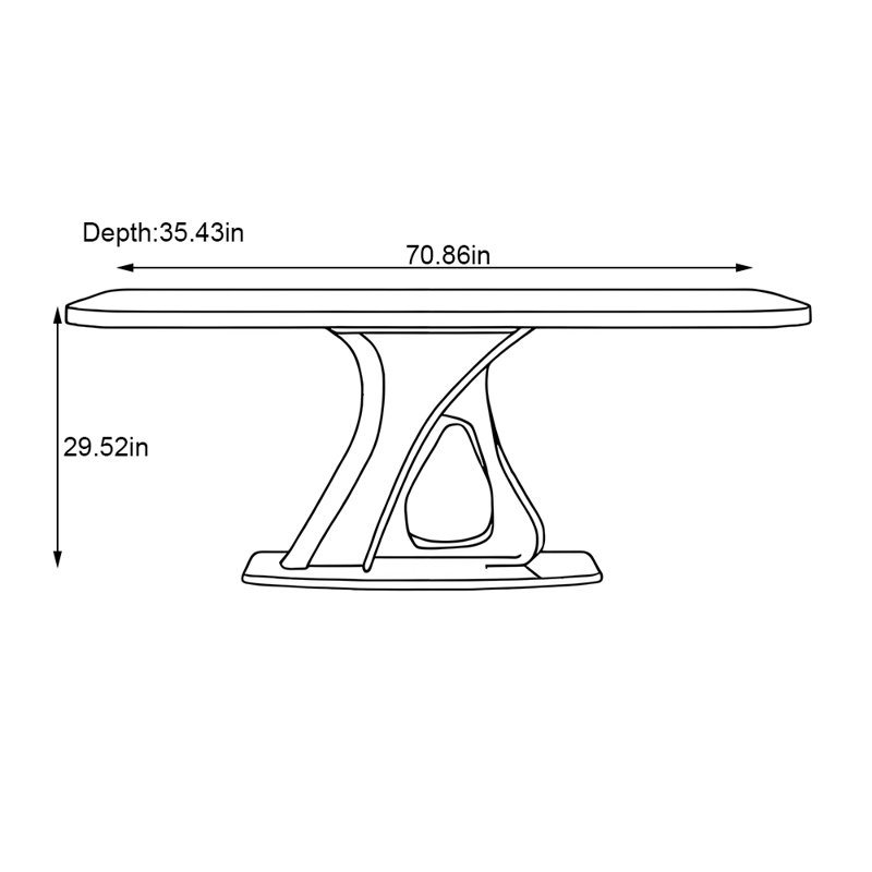 Modern high-end black dining table, 29.52:"H x 70.86"L x 35.43"W