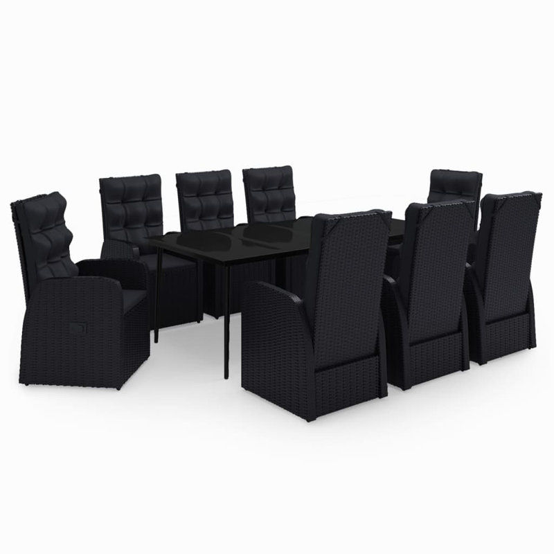 Garden Dining Set Black, 8