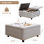 Grand banc de rangement carré, repose-pieds avec deux portes de rangement, table basse de style Mid-Century moderne, incrustation de têtes de clou