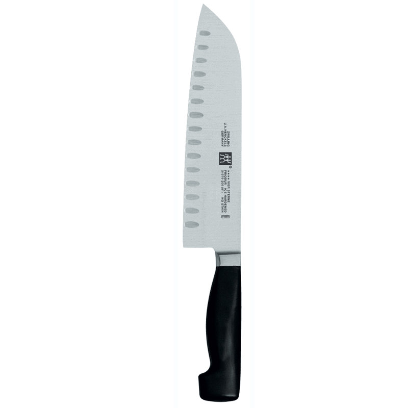 Couteau quatre étoiles à pointe creuse Santoku, 7 po