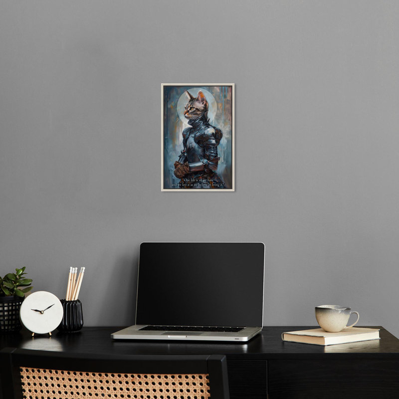«Cat of Arc Canvas», impressions de chat excentriques par Notoriart, Cadre argenté, H 16 po x l 11 po