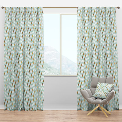 Panneau de rideau simple semi-diaphane avec passe-tringle Mid-Century Foliage