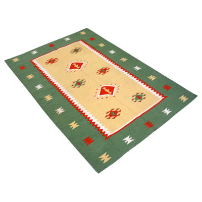 Burks Rectangle 120 cm x 175 cm Geometric Hand Woven Kilim Area Rug