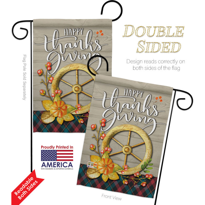 Drapeau de jardin 19 x 13 po en polyester Thanksgiving