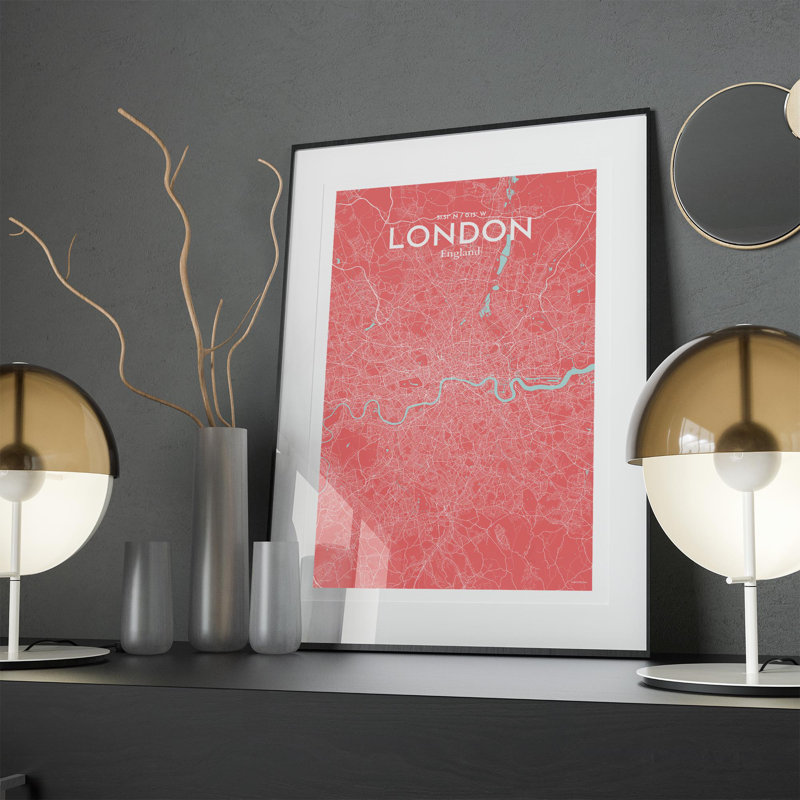 London City Map In Maritime - No Frame Print, 17cm H x 11cm W x 0.05cm D