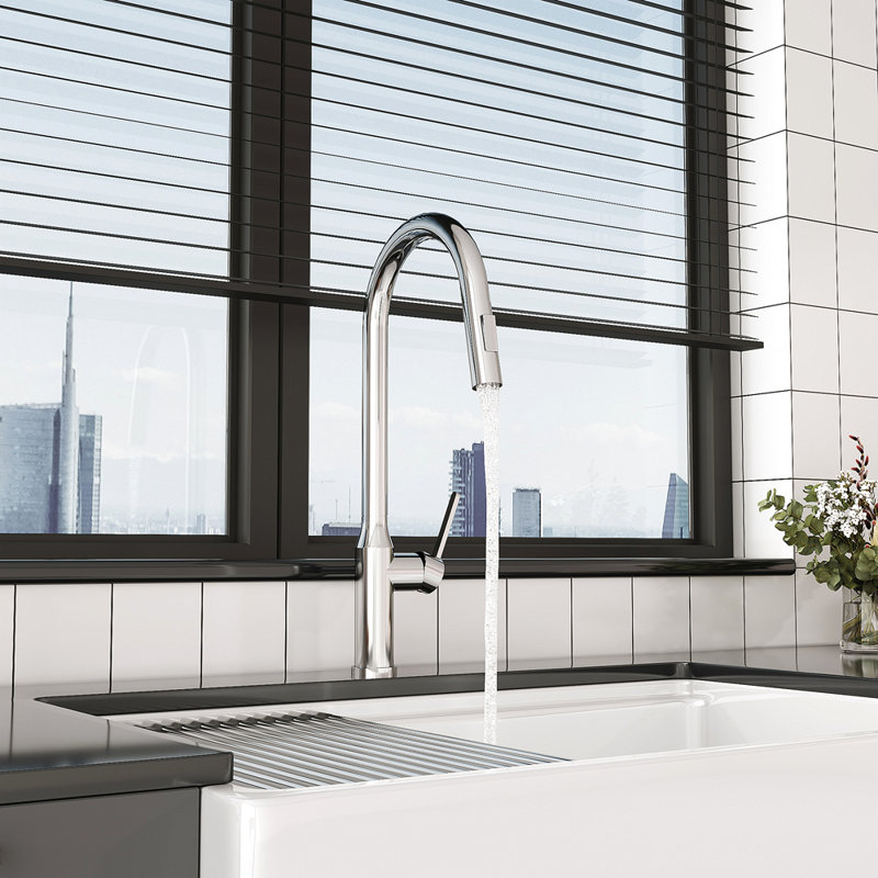 Home 18.83" CUPC Certified Pull-Down Kitchen Faucet, Brushed Nickel