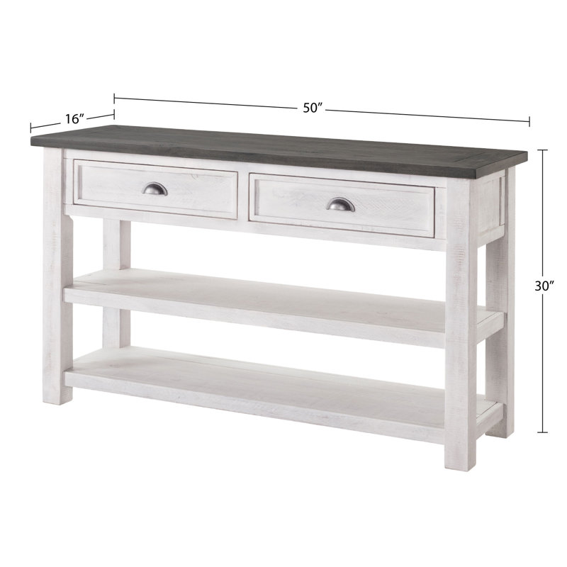 Holliman 50'' Solid Wood Console Table, Gray/White