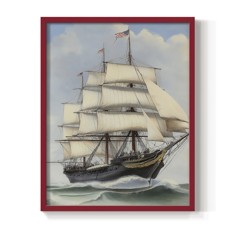NAUTICAL Series LXVI, reproduction encadrée - bois massif, H 30 po x l 24 po, Rouge