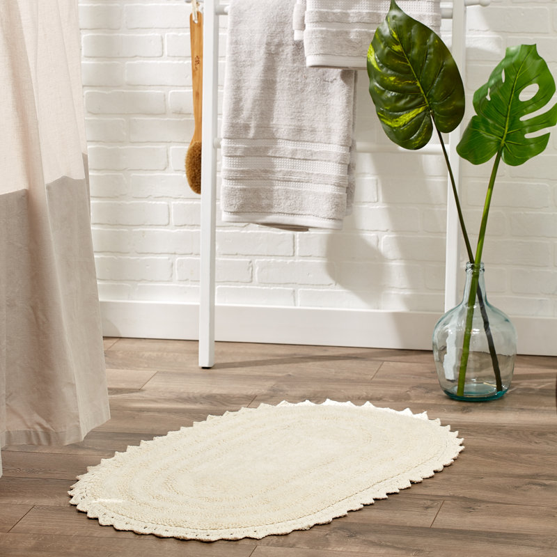 Tapis de bain crochet, l 21 po x L 34 po, Crème