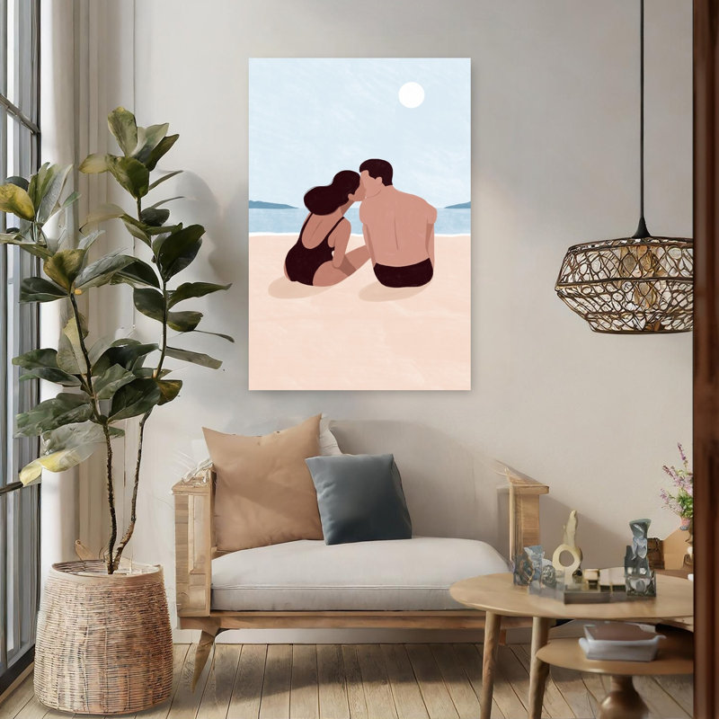 Art contemporain, art abstrait côtier romantique, H 48 po x l 32 po