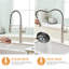 Robinet de cuisine à détecteur de mouvement à poignée simple, aspect nickel brossé, robinet principal en acier inoxydable