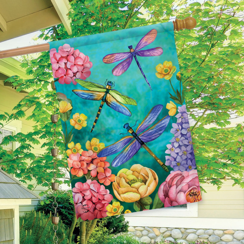 Dragonfly Garden Spring House Flag