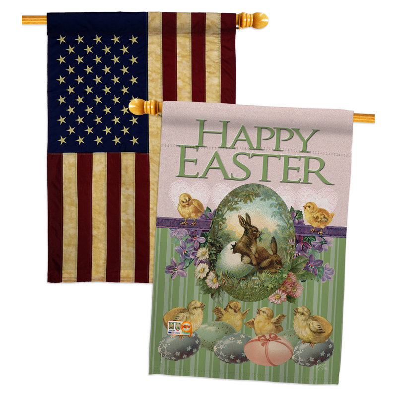 Drapeau de maison 40 x 28 po Bunny With Chicks