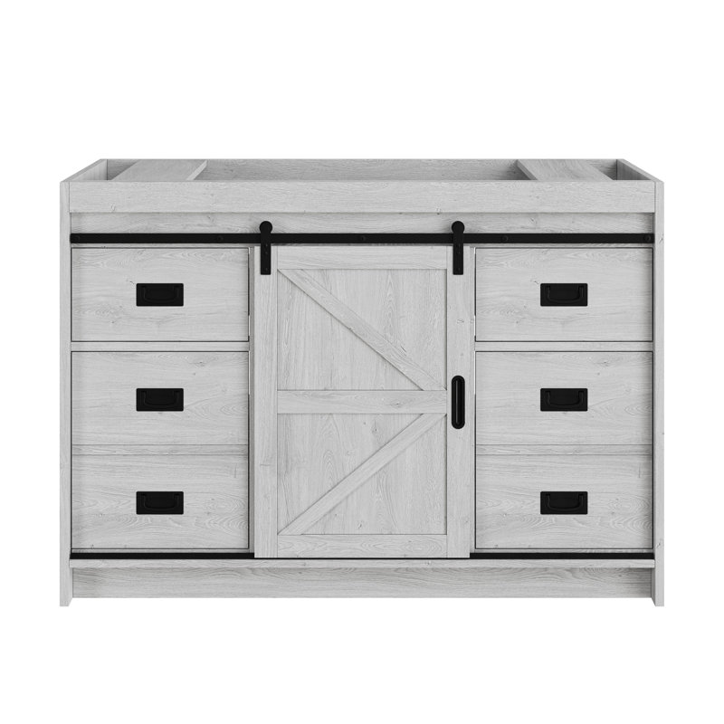 48" Single Bathroom Vanity with Stone Top (White Wash), White Wash