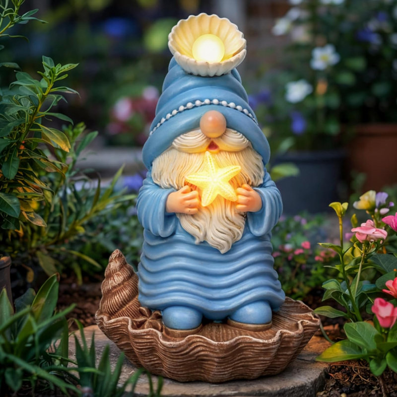 Statue de jardin solaire Beach Gnome, pour patio, cadeau de Noël de Pâques pour les amoureux du jardin, balcon, cour, cadeau de fête des Mères