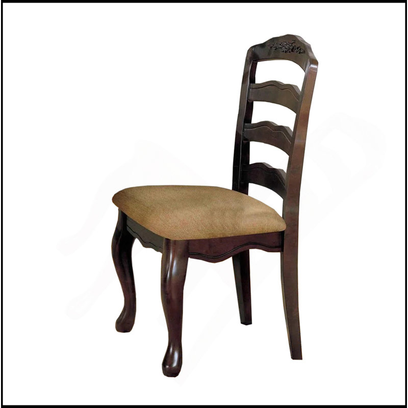 Ensemble de 2 chaises de salle à manger rembourrées en tissu en noyer foncé et brun clair